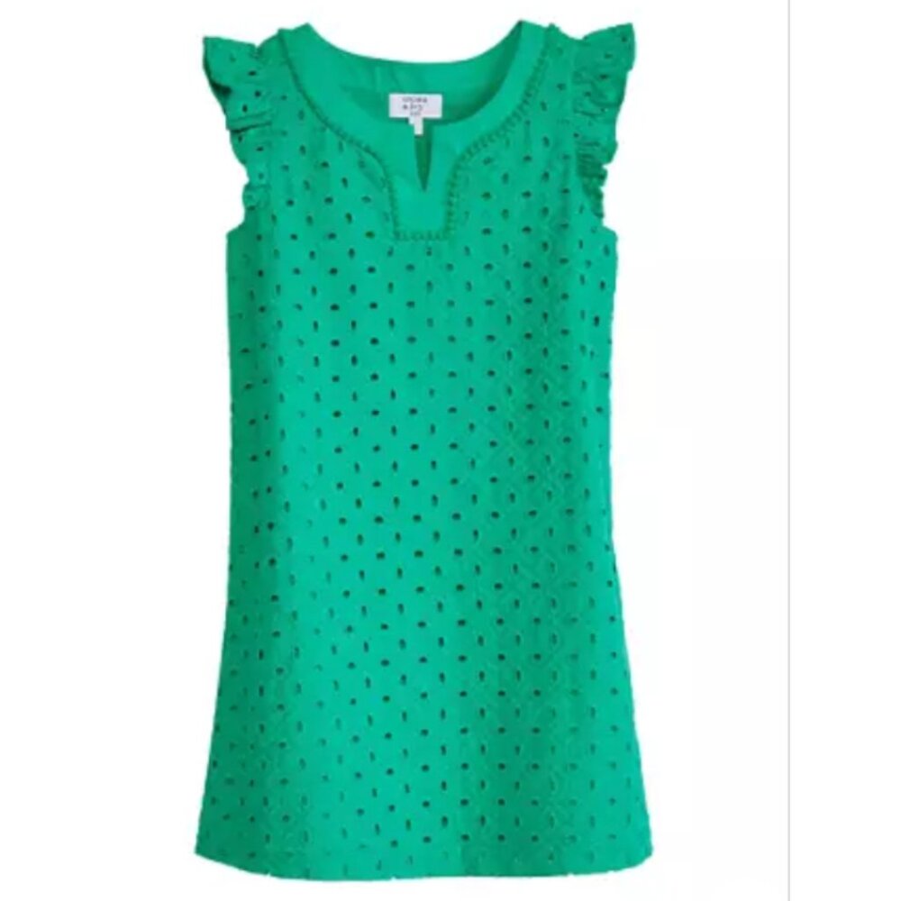 NWT Girls Kelly Green Eyelet Summer Dress Size 4